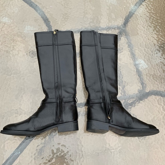 Tory Burch ELOISE Equestrian Knee High Tall Riding Boots Sz 4.5 Gold Logo - Picture 8 of 11